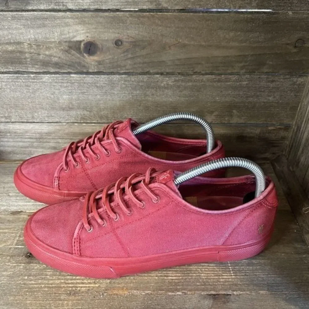 Womens Frye Gia Low Top Red Canvas Sneakers Shoes Size 8.5‎ M GUC